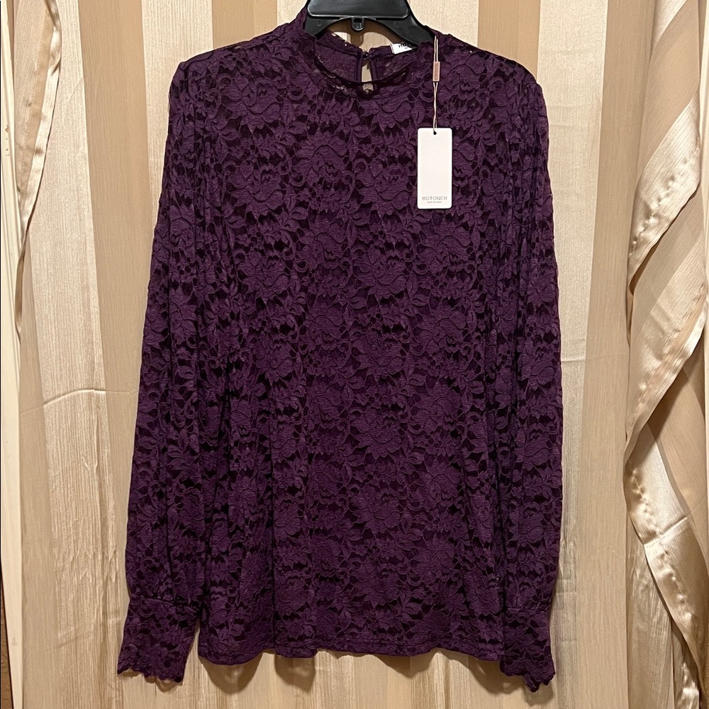 Chic Purple Lace Blouse for Women
